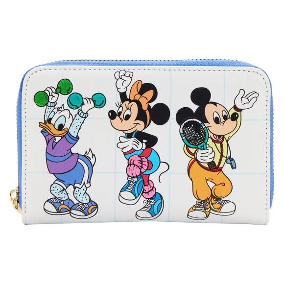 NEW Loungefly Disney Mousercise Zip Around Wallet Retro Mickey Mouse - Picture 1 of 7